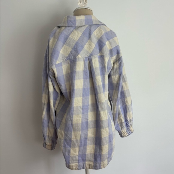 Maeve by Anthropologie Shacket Purple White Plaid Buttons S - Picture 5 of 6